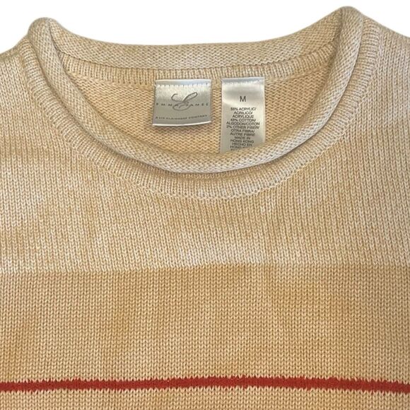 Emma James Y2K Striped Sweater M Cozy Knit Red Beige Black Vintage Spring - Picture 7 of 12